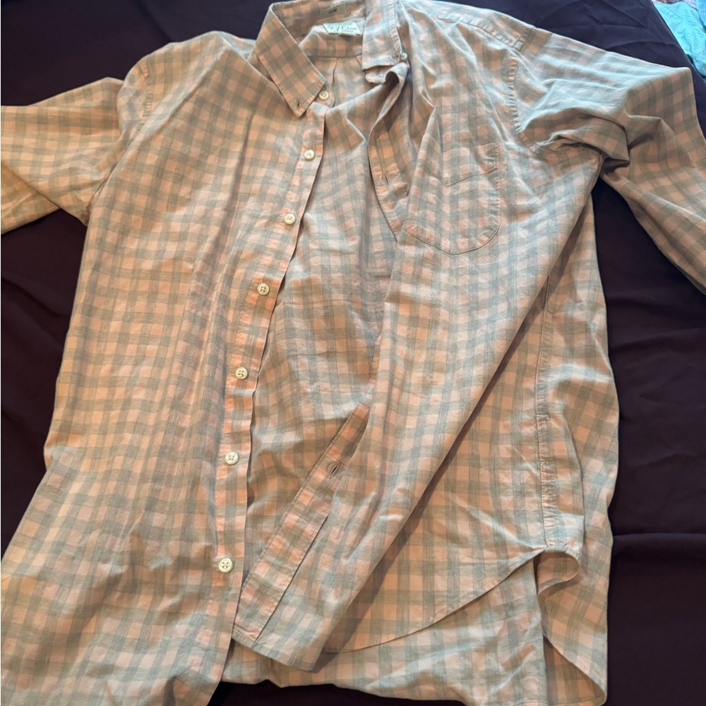 J. Crew Pink and Blue Casual Button Down Shirt